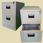 metal filing cabinet with 2 drawers