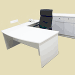L-shape office tables in white color