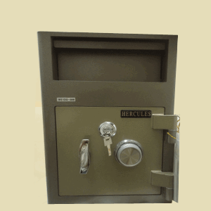 small size fire resistant safe with drawer for cash collection drop in to lower compartment
