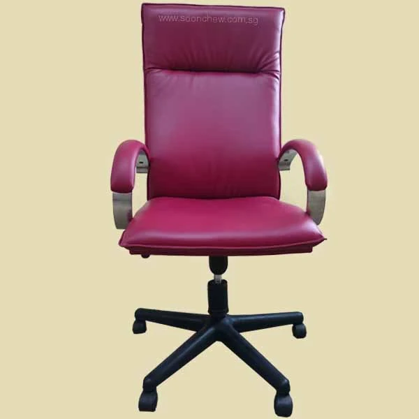high back conference chair in red color leather
