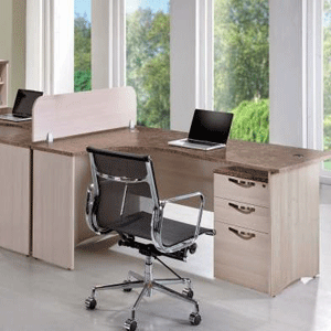 L-shape office desk with privacy divider panel
