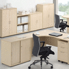 l-shape office tables in maple color