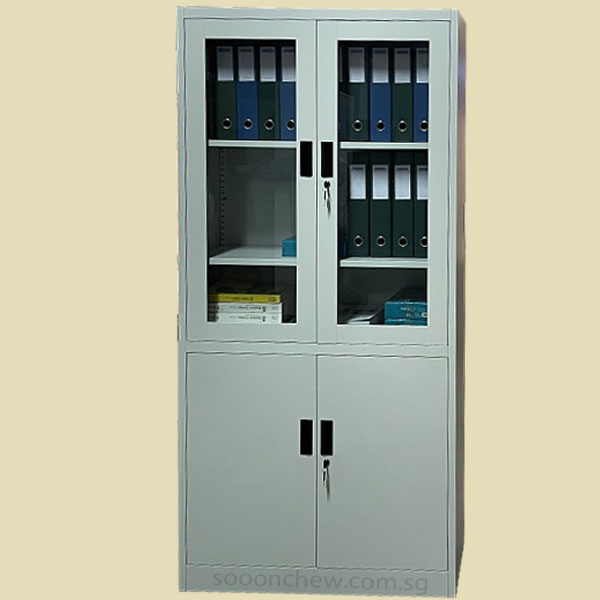 metal-cabinet-top-glass-bottom-steel-doors-combination