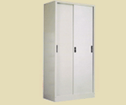 sliding doors metal cabinets in white color