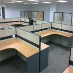 Office cubicle workstations with high partition