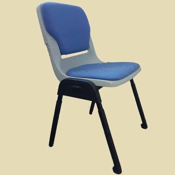 stackable and linkable school chair with cushion fabric upholstery