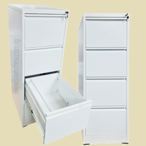 metal filing cabinet with 4 drawers in white color