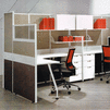 white office desk with workstations partition panels