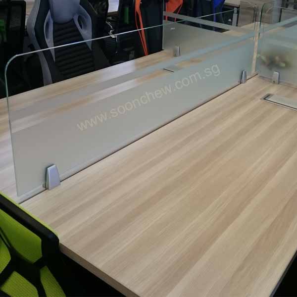 clear glass privacy divider for office desk